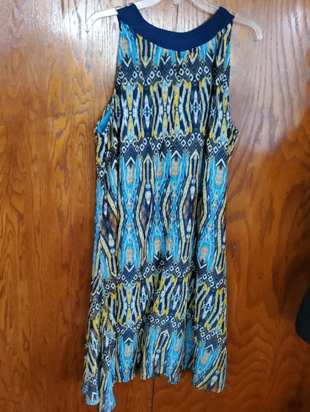 Magic Blue & Yellow Beaded Neck Sleeveless Dress - Picture 2 of 5